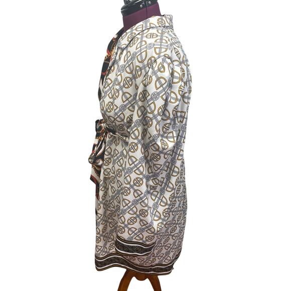 Ashley Stewart Womens Plus Size 26/28 Long Sleeve Chain Design Wrap Dress - Picture 3 of 6